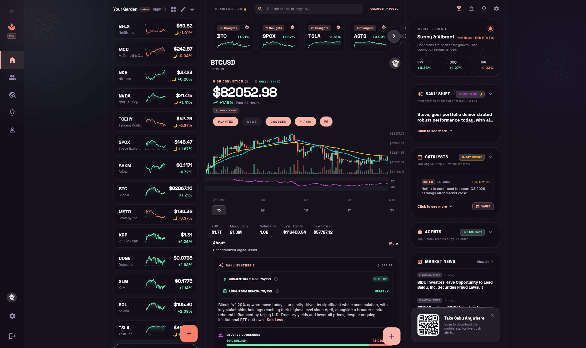 Saku Live AI Market Terminal Interface